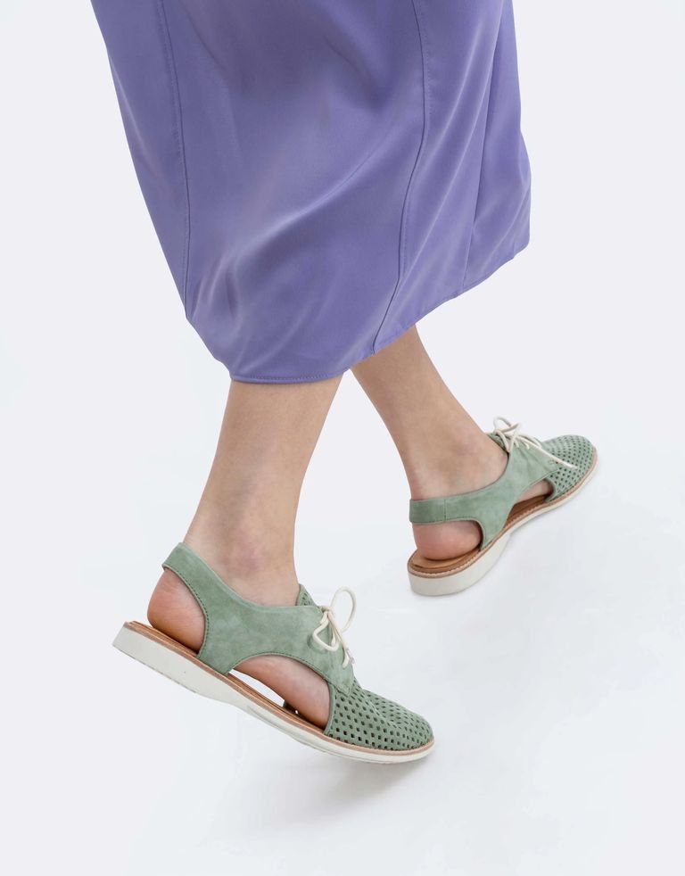 נעלי נשים - Rollie - סנדלי זמש SLINGBACK  PUNC - מנטה1