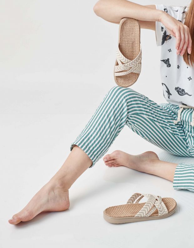 נעלי נשים - Lovelies - כפכפי בד LAGUNA - בז'