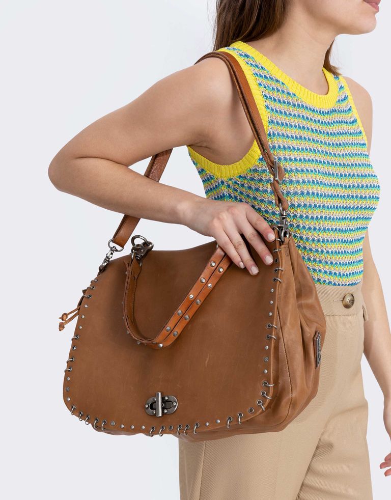 נעלי נשים - A.S. 98 - תיק מנעול לולאות גדול - קאמל