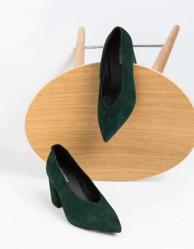 נעלי נשים - Jeffrey Campbell - נעלי סירה זמש HALT - ירוק