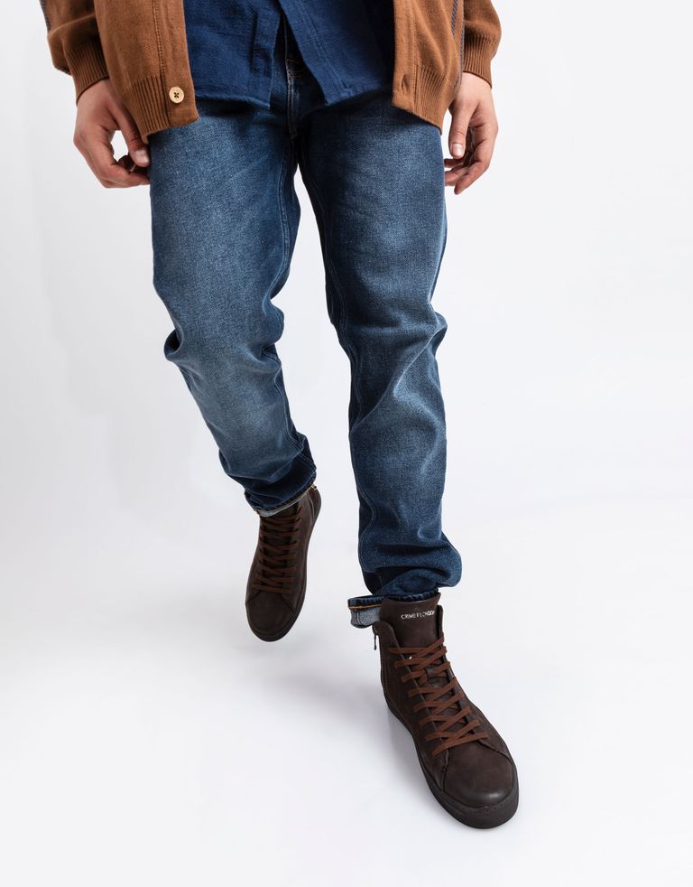 נעלי גברים - Crime London - סניקרס גבוהות KANE - חום2