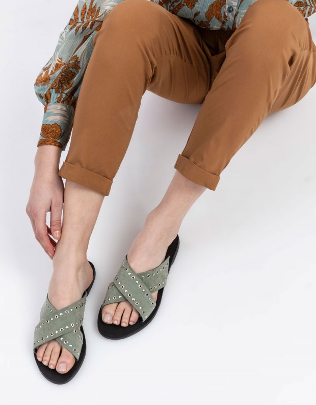 נעלי נשים - SOL SANA - כפכפי איקס שטוחים KIMBER - זית