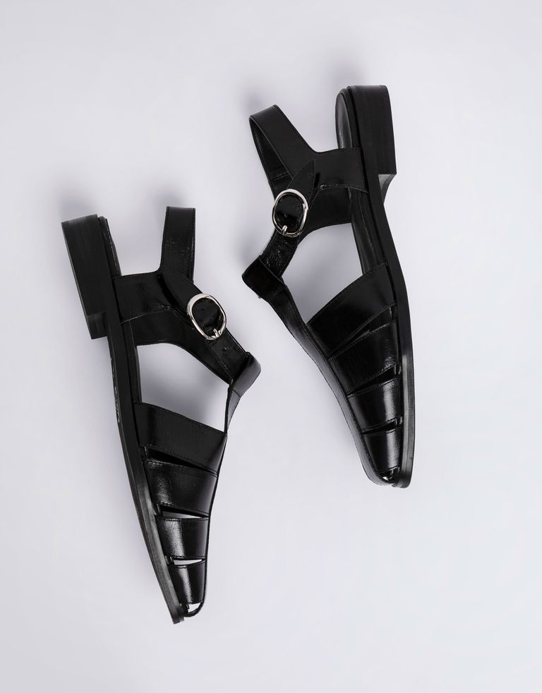 נעלי נשים - Jeffrey Campbell - סנדלי עור שטוחים LANDEN - שחור1