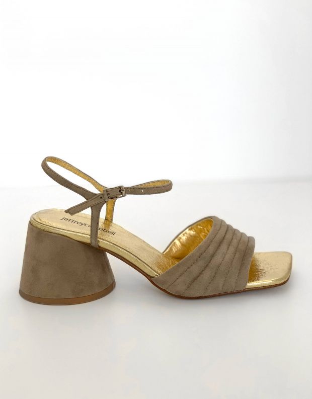 נעלי נשים - Jeffrey Campbell - סנדלי זמש עם עקב VERRA - אפור