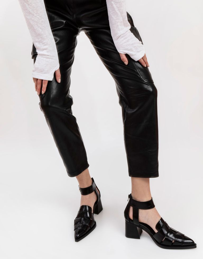 נעלי נשים - Jeffrey Campbell - סנדלי עקב מעור MARIA - שחור2