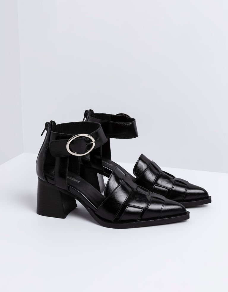 נעלי נשים - Jeffrey Campbell - סנדלי עקב מעור MARIA - שחור3