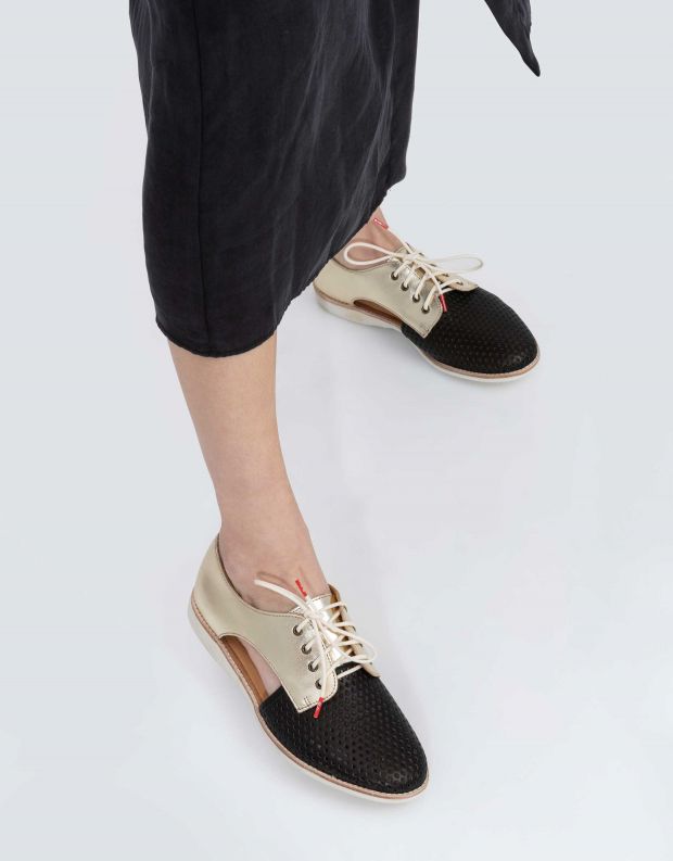 נעלי נשים - Rollie - נעלי עור SIDECUT PUNCH - שחור   זהב