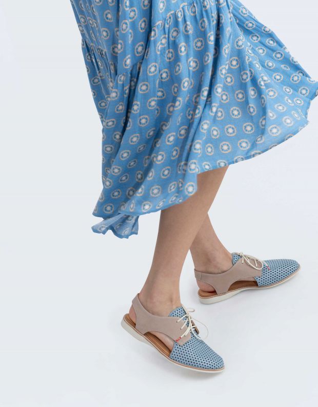 נעלי נשים - Rollie - נעלי עור SLINGBACK PUNCH - תכלת