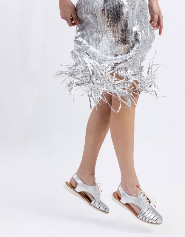 נעלי נשים - Rollie - נעלי עור SLINGBACK PUNCH - כסף