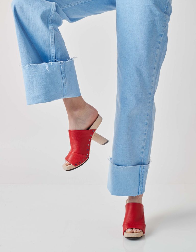 נעלי נשים - Trippen - כפכפי עקב CLAIM WOOD - אדום