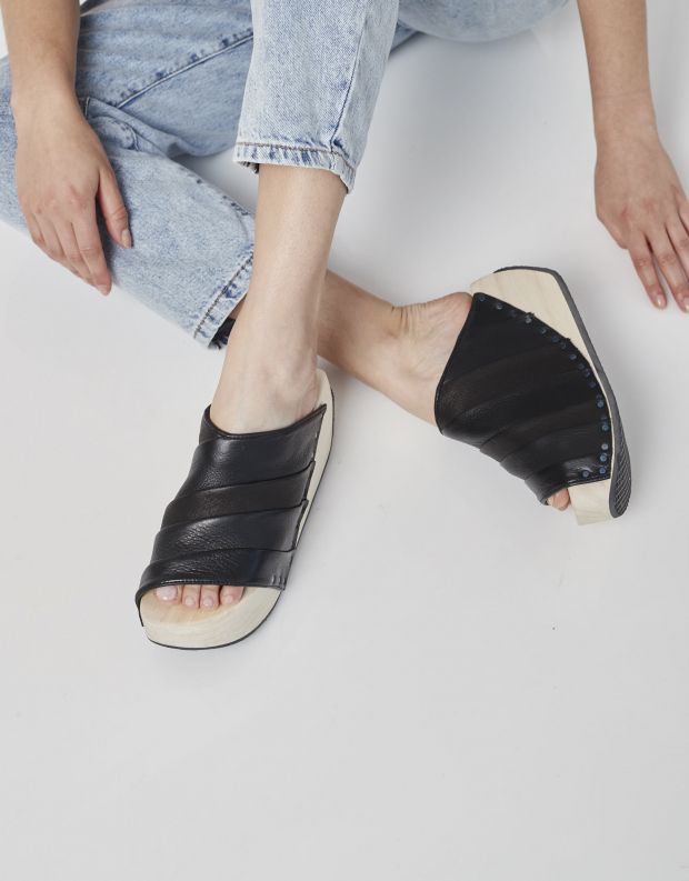 נעלי נשים - Trippen - כפכפי פלטפורמה TENDA WOOD - שחור