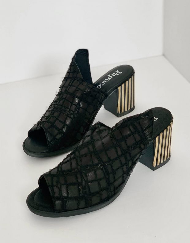 נעלי נשים - Papucei - כפכפים עם עקב GLAN - שחור