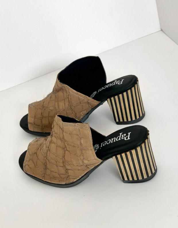 נעלי נשים - Papucei - כפכפים עם עקב GLAN - בז'