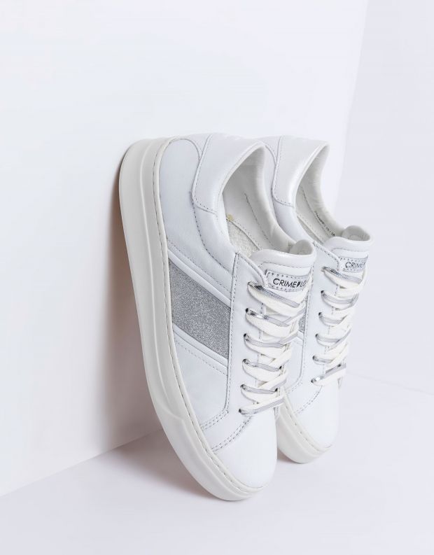 נעלי נשים - Crime London - סניקרס LOW TOP CLASSIC - לבן   כסף