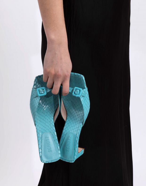 נעלי נשים - Schutz - כפכפי עקב עם אבזם CHLOE - תכלת