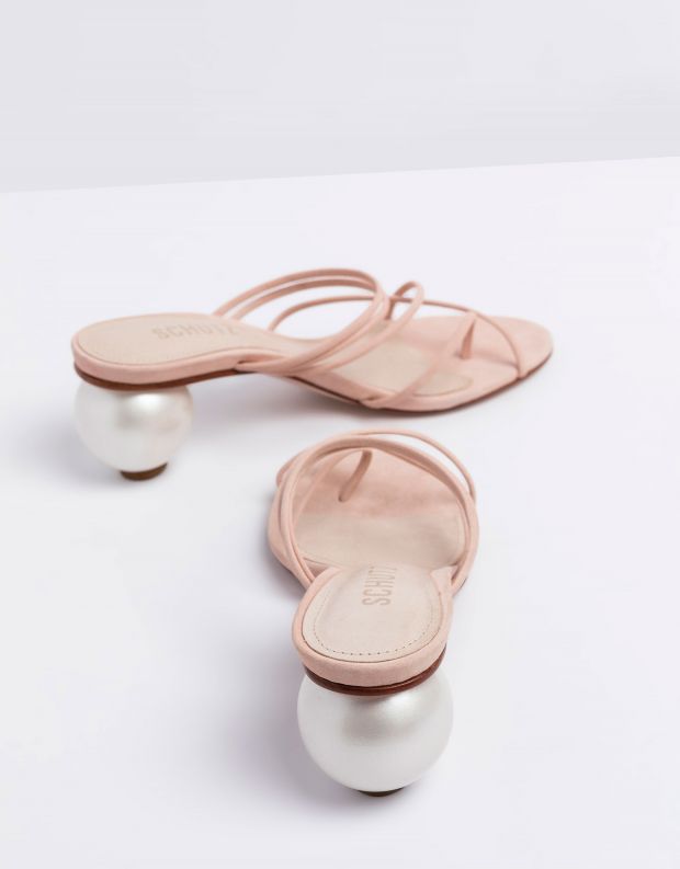 נעלי נשים - Schutz - כפכפי עקב עם רצועות KATIA - ורוד