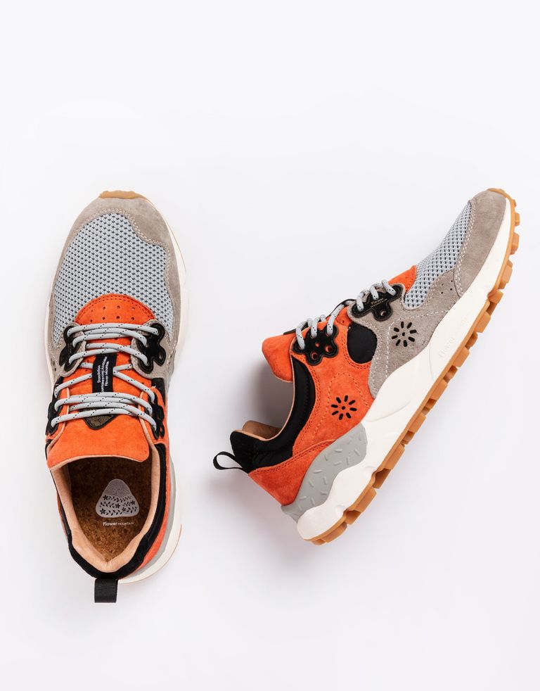 נעלי גברים - Flower Mountain - סניקרס רשת YAMANO 2 - אפור-כתום