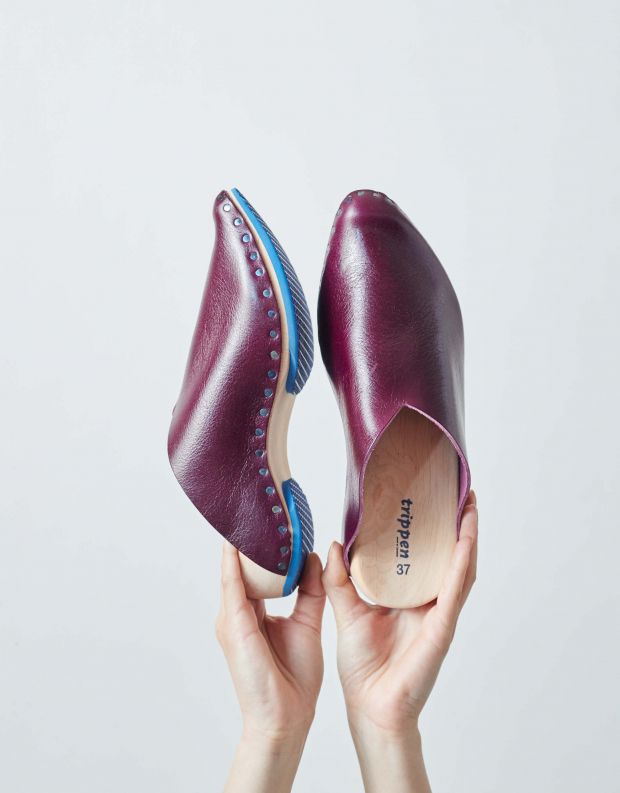 נעלי נשים - Trippen - כפכפי עץ LORETTA WOOD - חציל