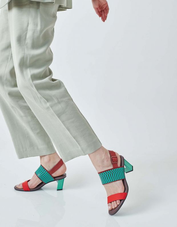 נעלי נשים - United Nude - סנדלי POP MID - אדום   ירוק