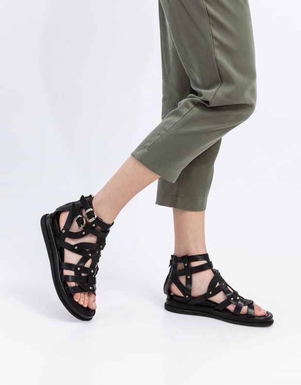 נעלי נשים - A.S. 98 - סנדלי רצועות וניטים POLA - שחור