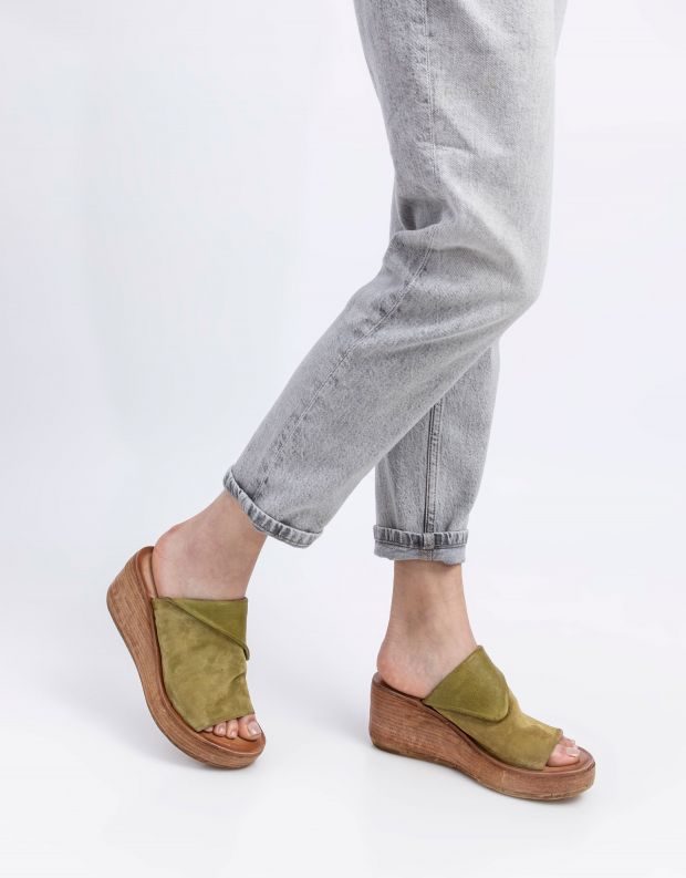 נעלי נשים - A.S. 98 - כפכפי פלטפורמה NOA - ירוק