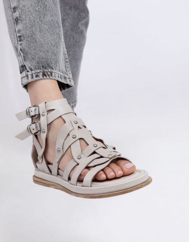 נעלי נשים - A.S. 98 - סנדלי רצועות וניטים POLA - לבן