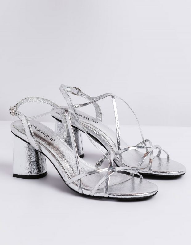 נעלי נשים - Jeffrey Campbell - סנדלי עקב MACRAME - כסף