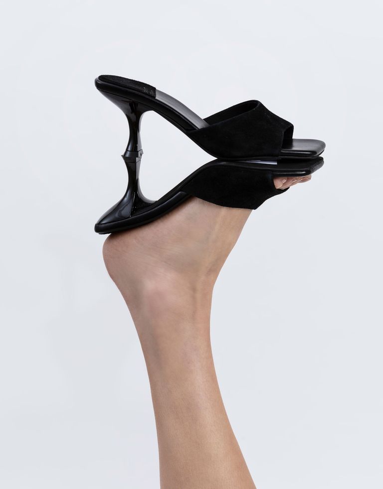 נעלי נשים - Jeffrey Campbell - כפכפי זמש עם עקב MR  BIG - שחור