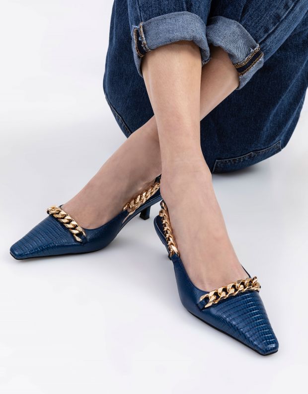 נעלי נשים - Jeffrey Campbell - נעלי סירה עם שרשרת  RYKA - כחול