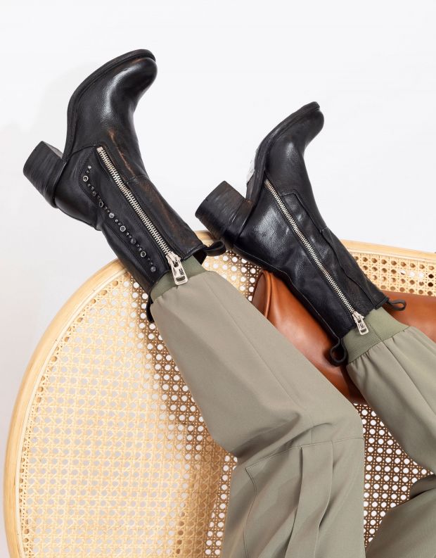 נעלי נשים - A.S. 98 - מגפיים JAMAL רוכסן וניטים - שחור