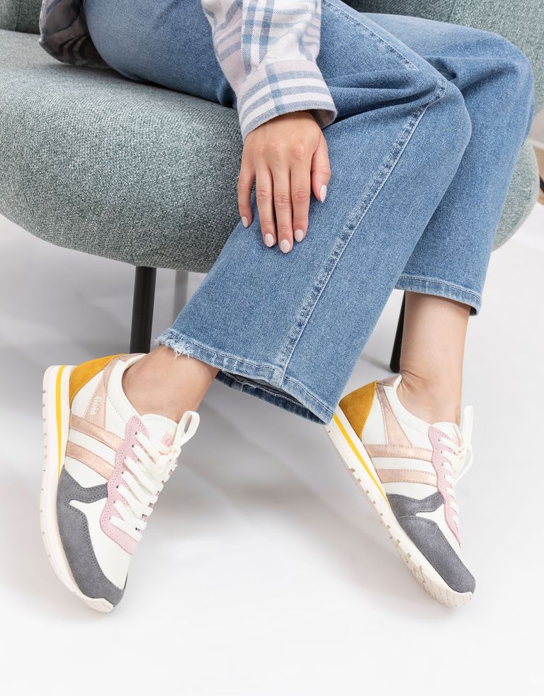 נעלי נשים - Gola - סניקרס DAYTONA QUADRANT - לבן-אפור