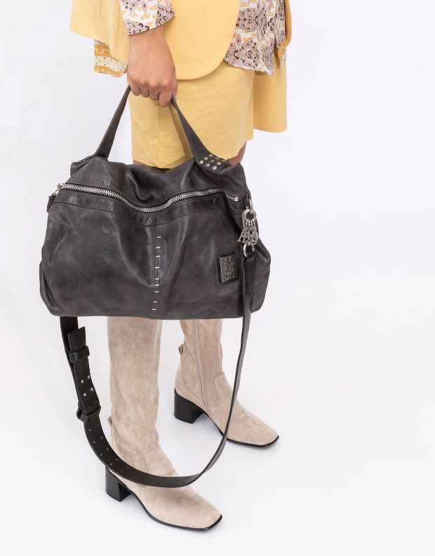 נעלי נשים - A.S. 98 - תיק מלבן רוכסן וסיכות - אפור