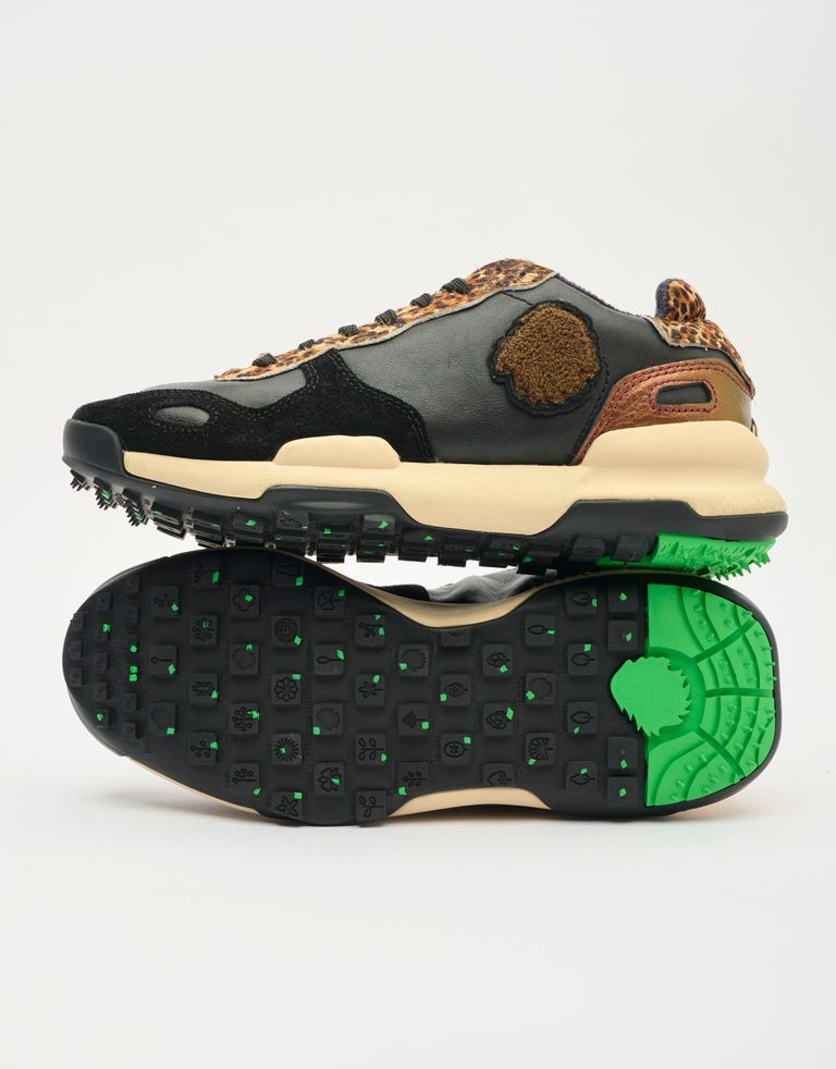 נעלי נשים - Satorisan - סניקרס עור CHACRONA - שחור מנומר3