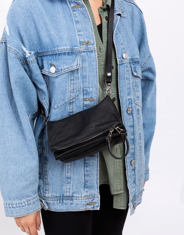 נעלי נשים - A.S. 98 - תיק צד מעור אקורדיאון קטן - שחור