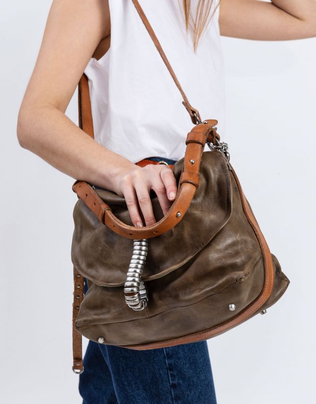 נעלי נשים - A.S. 98 - תיק צד עם רצועת לולאות - חאקי