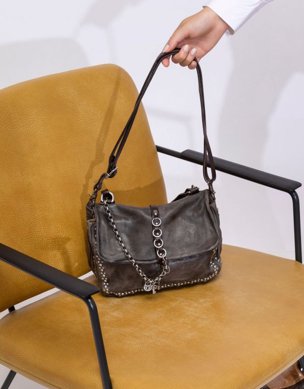 נעלי נשים - A.S. 98 - תיק קטן שרשרת מנעולים - אפור