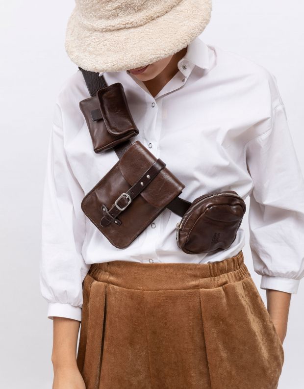 נעלי נשים - A.S. 98 - חגורה עם נרתיקי עור - חום כהה