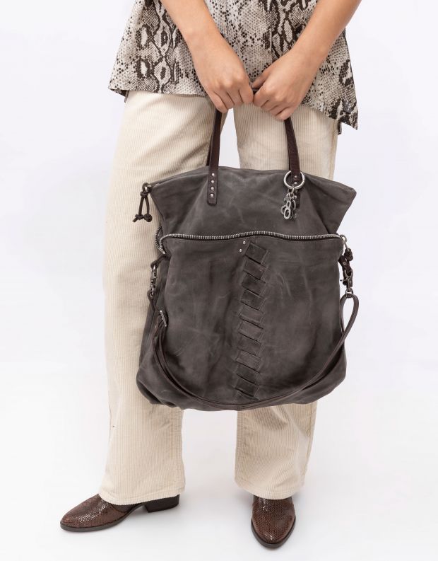 נעלי נשים - A.S. 98 - תיק צד מעור מעוטר - אפור