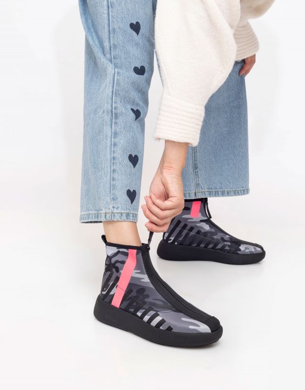 נעלי נשים - United Nude - מגפונים עם רוכסן BO CALLI - אפור צבאי