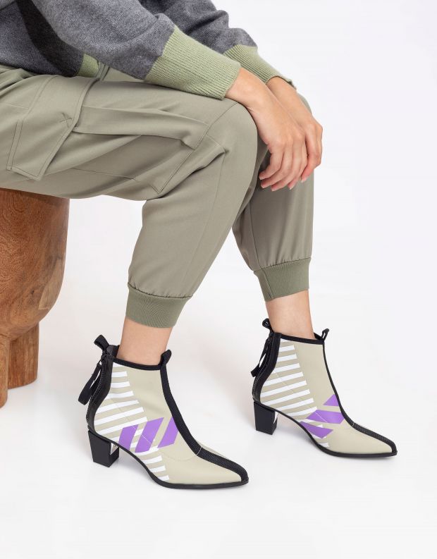 נעלי נשים - United Nude - מגפוני עקב LEV CALLI MID - אפור   סגול