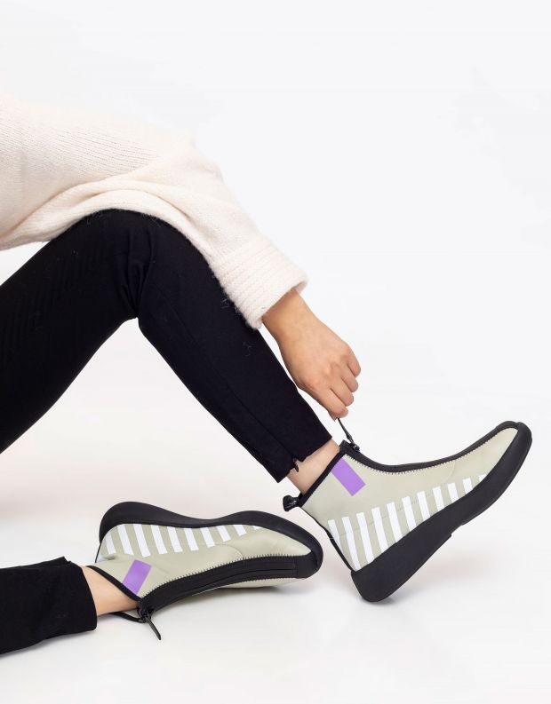 נעלי נשים - United Nude - מגפונים עם רוכסן BO CALLI - אפור   סגול