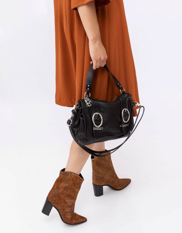 נעלי נשים - A.S. 98 - תיק עור עם אבזמי חגורה - שחור