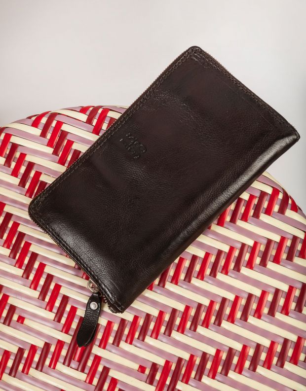 A.S. 98 - ארנק עור מלבני גדול - חום כהה