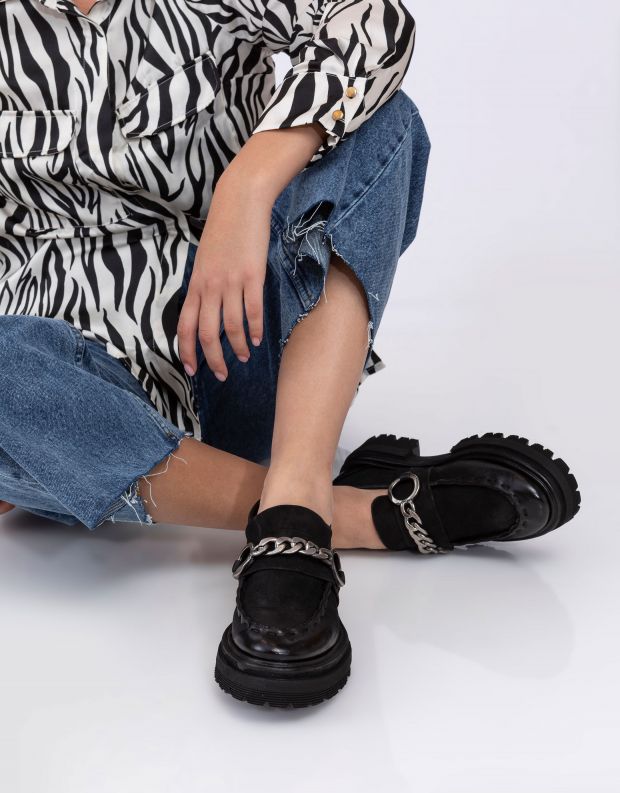 נעלי נשים - A.S. 98 - מוקסינים HEAVEN שרשרת - שחור