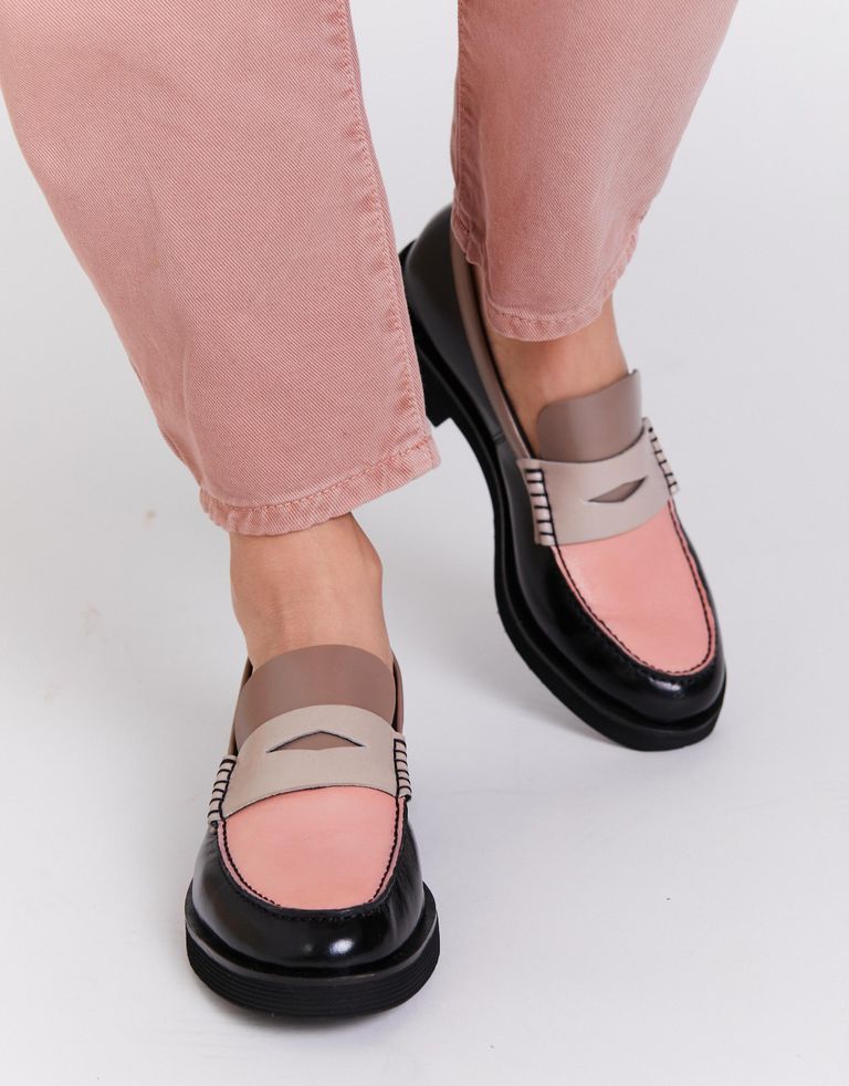 נעלי נשים - Jeffrey Campbell - מוקסינים צבעונים LENNA - שחור אפור