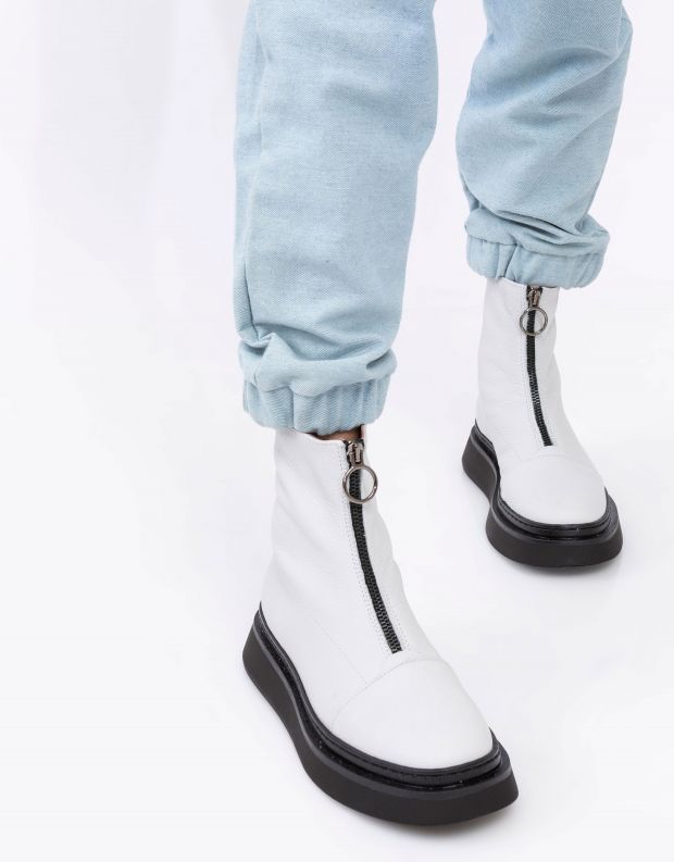 נעלי נשים - Mjus - מגפונים עם רוכסן BASE - לבן