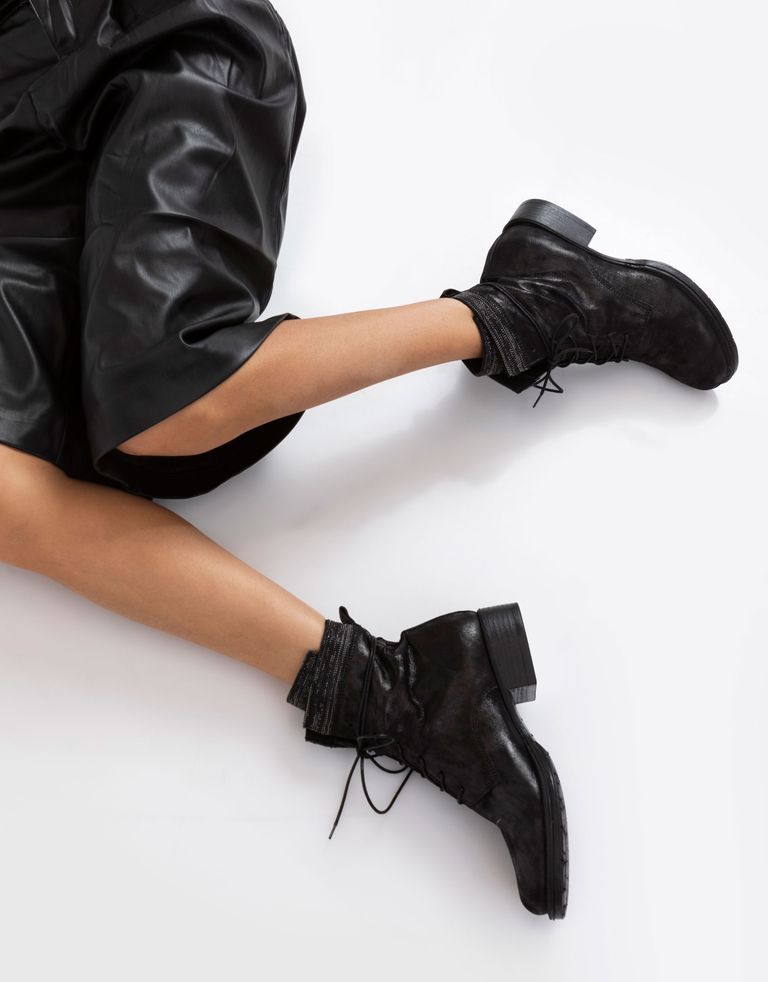 נעלי נשים - Mjus - מגפונים NORTON פס ניטים - שחור