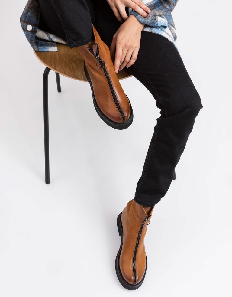 נעלי נשים - Mjus - מגפונים עם רוכסן TRIPLE - חום