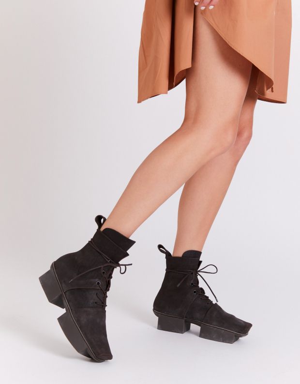נעלי נשים - Trippen - מגפוני עור OUTCOME BOX - אפור כהה