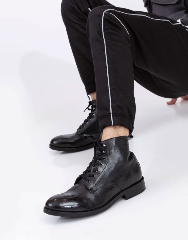 נעלי גברים - Hudson - נעלי עור גבוהות  RUNE - שחור